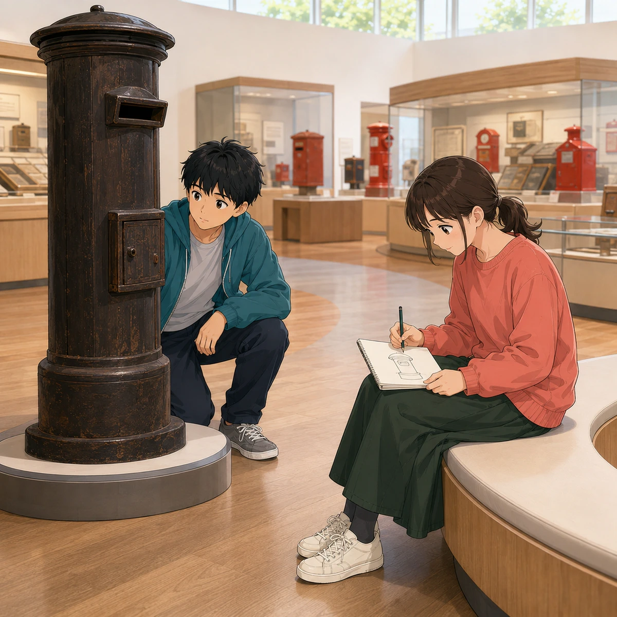 郵政博物館で見つけた、黒い郵便ポスト